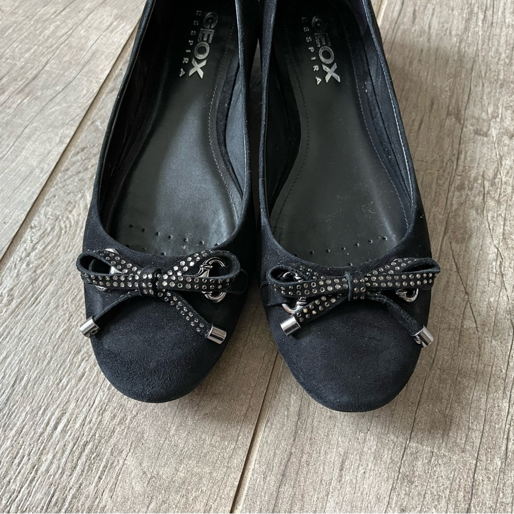 Geox Black Flats with Bow Detail